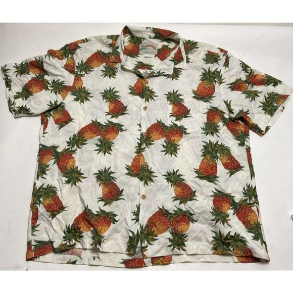 Paradise Found Mens Size XL Pineapple All Over Print Vintage Hawaiian Shirt - Picture 4 of 6